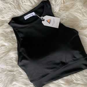Long line high neck sports bra with removable pads
